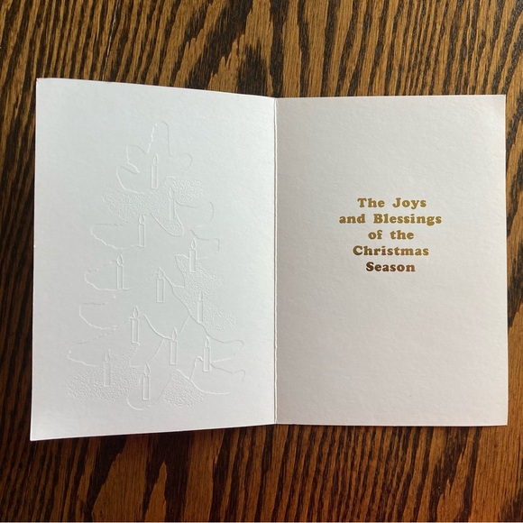 Lot of 7 Unused Blue Green Christmas Tree Candles Gold Christmas Cards Envelopes - Picture 4 of 8